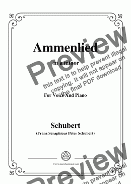 page one of Schubert-Ammenlied in a minor,for Voice and Piano