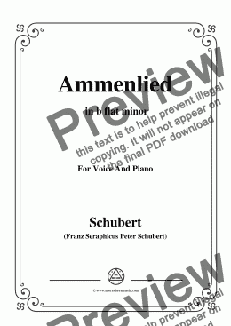 page one of Schubert-Ammenlied in b flat minor,for Voice and Piano