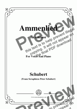 page one of Schubert-Ammenlied in e minor,for Voice and Piano
