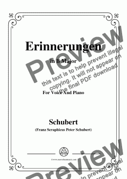 page one of Schubert-Erinnerungen in B Major,for Voice and Piano