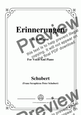 page one of Schubert-Erinnerungen in A Major,for Voice and Piano