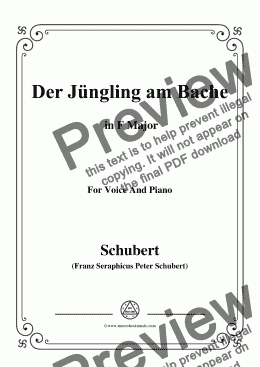 page one of Schubert-Der Jüngling am Bache,D.30,in F Major,for Voice and Piano