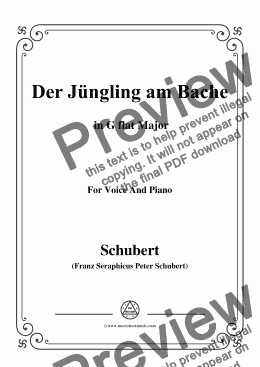 page one of Schubert-Der Jüngling am Bache,D.30,in G flat Major,for Voice and Piano
