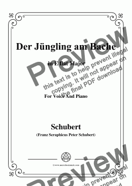 page one of Schubert-Der Jüngling am Bache,D.30,in E flat Major,for Voice and Piano