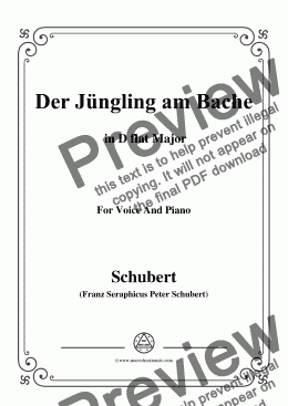 page one of Schubert-Der Jüngling am Bache,D.30,in D flat Major,for Voice and Piano