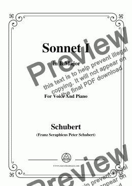 page one of Schubert-Sonnet I in B Major,for Voice and Piano