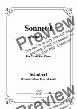 page one of Schubert-Sonnet I in D flat Major,for Voice and Piano