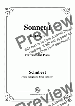 page one of Schubert-Sonnet I in D Major,for Voice and Piano