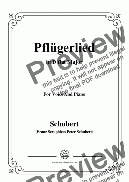 page one of Schubert-Pflügerlied in D flat Major,for Voice and Piano