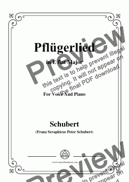 page one of Schubert-Pflügerlied in E flat Major,for Voice and Piano