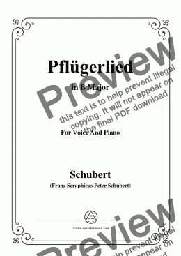 page one of Schubert-Pflügerlied in B Major,for Voice and Piano
