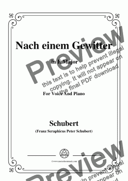 page one of Schubert-Nach einem Gewitter in E Major,for Voice and Piano