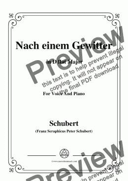page one of Schubert-Nach einem Gewitter in D flat Major,for Voice and Piano