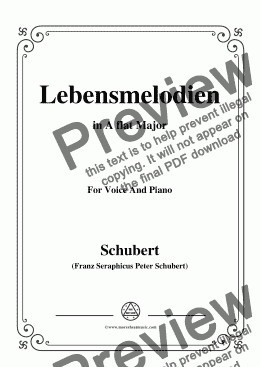 page one of Schubert-Lebensmelodien in A flat Major,for Voice and Piano