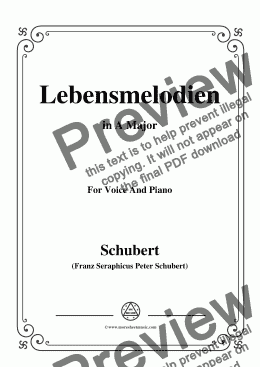 page one of Schubert-Lebensmelodien in A Major,for Voice and Piano