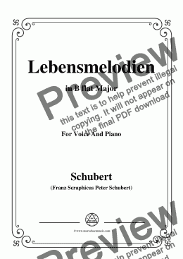 page one of Schubert-Lebensmelodien in B flat Major,for Voice and Piano