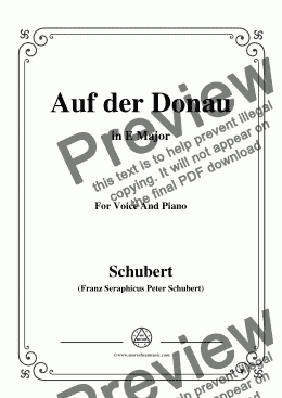 page one of Schubert-Auf der Donau,in E Major,Op.21,No.1,for Voice and Piano