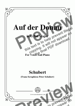 page one of Schubert-Auf der Donau,in F sharp Major,Op.21,No.1,for Voice and Piano