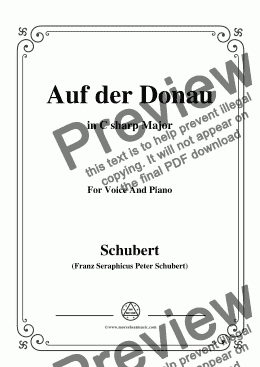 page one of Schubert-Auf der Donau,in C sharp Major,Op.21,No.1,for Voice and Piano