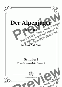 page one of Schubert-Der Alpenjäger,in E Major,Op.13,No.3,for Voice and Piano