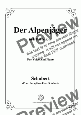 page one of Schubert-Der Alpenjäger,in E flat Major,Op.13,No.3,for Voice and Piano