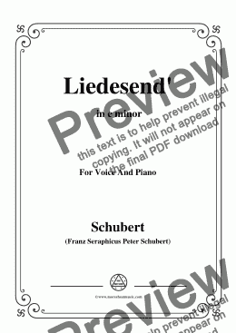 page one of Schubert-Liedesend',in e minor,for Voice and Piano