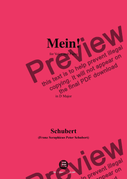 page one of Schubert-Mein,in D Major,Op.25,No.11,for Voice and Piano