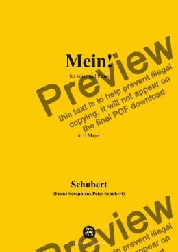 page one of Schubert-Mein,in E Major,Op.25,No.11,for Voice and Piano