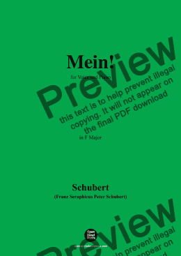 page one of Schubert-Mein,in F Major,Op.25,No.11,for Voice and Piano