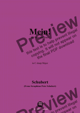 page one of Schubert-Mein,in C sharp Major,Op.25,No.11,for Voice and Piano