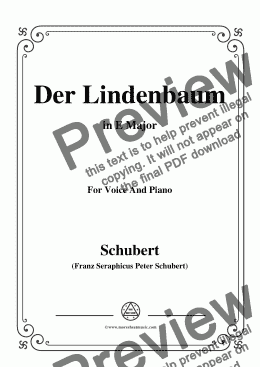 page one of Schubert-Der Lindenbaum,Op.89,No.5,in E Major,for Voice and Piano