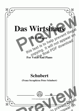 page one of Schubert-Das Wirtshaus,in F Major,Op.89,No.21,for Voice and Piano