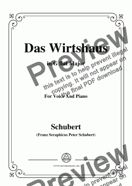 page one of Schubert-Das Wirtshaus,in G flat Major,Op.89,No.21,for Voice and Piano