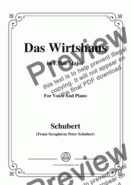 page one of Schubert-Das Wirtshaus,in E flat Major,Op.89,No.21,for Voice and Piano