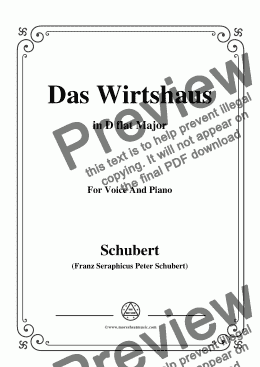 page one of Schubert-Das Wirtshaus,in D flat Major,Op.89,No.21,for Voice and Piano
