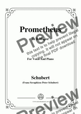 page one of Schubert-Prometheus,in B Major,for Voice and Piano