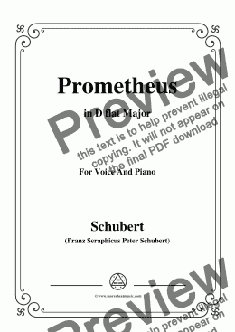 page one of Schubert-Prometheus,in D flat Major,for Voice and Piano