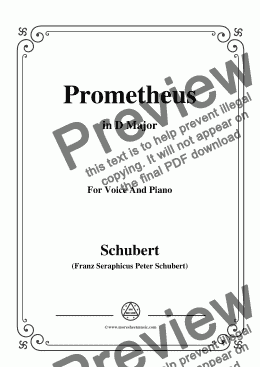 page one of Schubert-Prometheus,in D Major,for Voice and Piano
