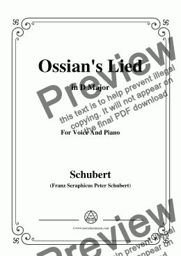page one of Schubert-Ossians Lied,in D Major,for Voice and Piano