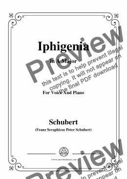 page one of Schubert-Iphigenia,in A Major,Op.98,No.3,for Voice and Piano