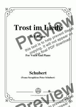 page one of Schubert-Trost im Liede,in F Major,for Voice and Piano