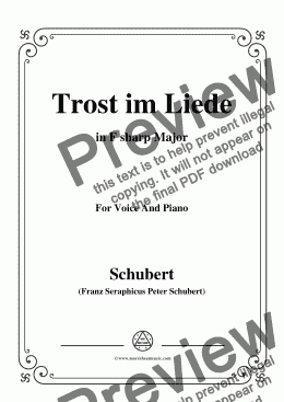 page one of Schubert-Trost im Liede,in F sharp Major,for Voice and Piano