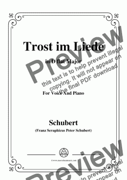 page one of Schubert-Trost im Liede,in D flat Major,for Voice and Piano