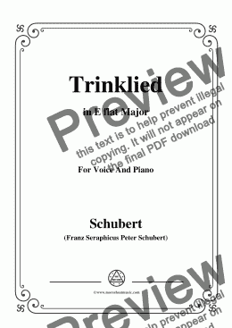 page one of Schubert-Trinklied,in E flat Major,Op.131,No.2,for Voice and Piano