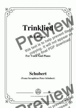 page one of Schubert-Trinklied,in E Major,Op.131,No.2,for Voice and Piano