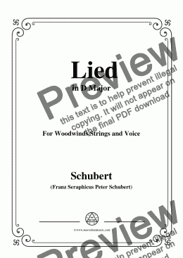 page one of Schubert-Lied,in D Major,for Woodwinds,Strings and Voice