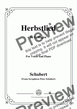 page one of Schubert-Herbstlied,in G Major,for Voice and Piano