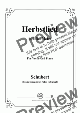 page one of Schubert-Herbstlied,in B flat Major,for Voice and Piano