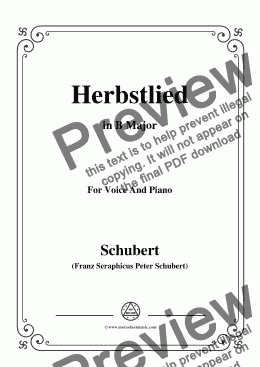 page one of Schubert-Herbstlied,in B Major,for Voice and Piano