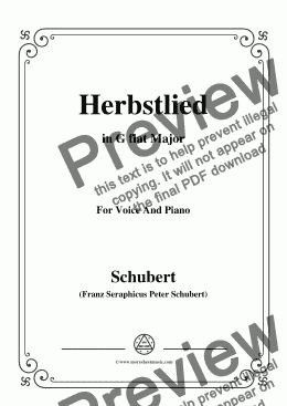 page one of Schubert-Herbstlied,in G flat Major,for Voice and Piano